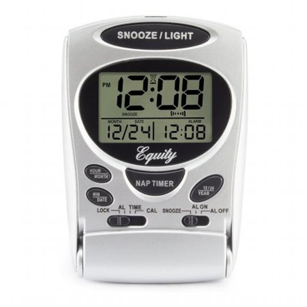 Equity Equity 31300 Titanium Colored LCD Travel Alarm Clock; 5 in. 31300